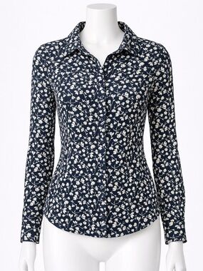 Reformation Blue Floral Button Down Top Size Small